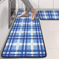 thumbnail image 2 of Kitchen Rugs Sets Of 2,Blue and White Grid Pattern Anti Fatigue Kitchen Mat Rugs Non Slip Washable,Decorative Kitchen Floor Mats for Kitchen,Sink,Laundry,17"x47"+17"x47", 2 of 5