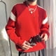thumbnail image 2 of Suéter de punto para hombre, cuello redondo rojo, jerseys gráficos, cuello redondo, tendencia de ropa para hombre 2024, camiseta, estética de cigarrillos, memes, prendas de punto, 2 of 4