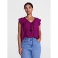 thumbnail image 2 of Scenario Women's and Women's Plus Ruffle Neck Tank Top with Tie Front, Sizes XS-4X, 2 of 6