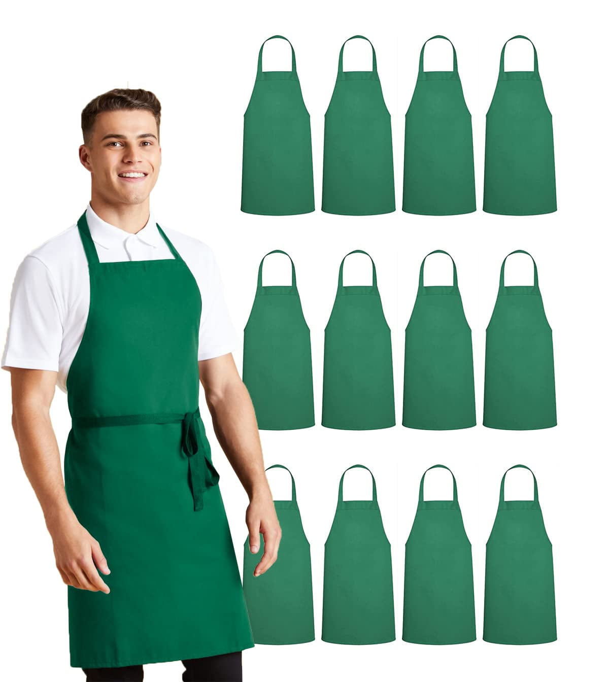 Avalon Kitchen Apron 12 Pack Bulk Green Aprons Perfect Kitchen Cooking