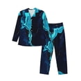 thumbnail image 1 of Fotbe Blue Marble And Gold Pijama de Hombre con Estampado de Manga Larga, Conjunto de 2 Piezas, Ropa de Dormir Suave y Cómoda con Bolsillos-Large, 1 of 7