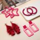 thumbnail image 4 of ZHAOCHENG Juego de 4 pares de pendientes de aro con flecos y borlas largas, geométricos, estilo bohemio, estilo retro, de color rosa, con estilo de los años 80 para mujeres y niñas, 4 of 5