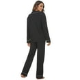 thumbnail image 3 of HEARTNICE Women Button up Pajama Set Long Sleeve Sleepwear Lightweight Pjs Set,(Black,XL), 3 of 5