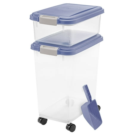 IRIS Combo Food Storage Container with Scoop, 10.8" W x 16.5" D x 18.6" H, Mulitple Colors Available