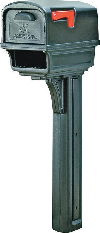 Gibraltar Mailboxes Gentry Large Plastic Black All-in-One Mailbox and Post Combo,... by Solar Group