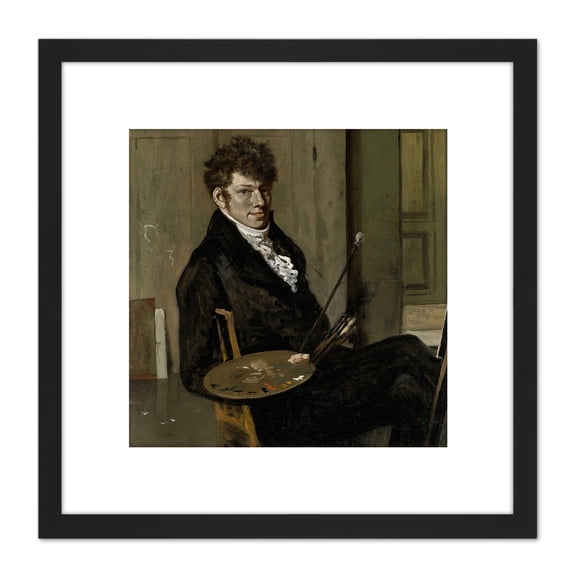 Van Troostwijk Self Portrait 8X8 Inch Square Wooden Framed Wall Art Print Picture with Mount