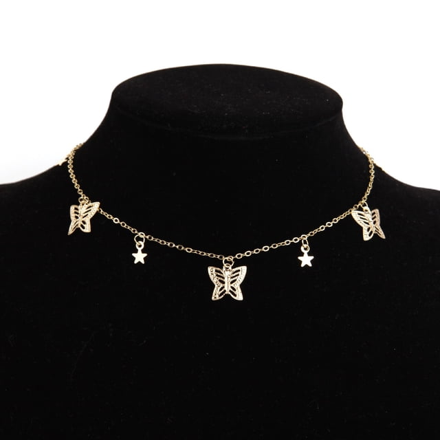 Collar de mariposa con colgante multicapa Vintage para mujer, gargantilla con dije de mariposa, luna y estrella, joyería Bohemia, regalo de Navidad Tan Jianjun unisex