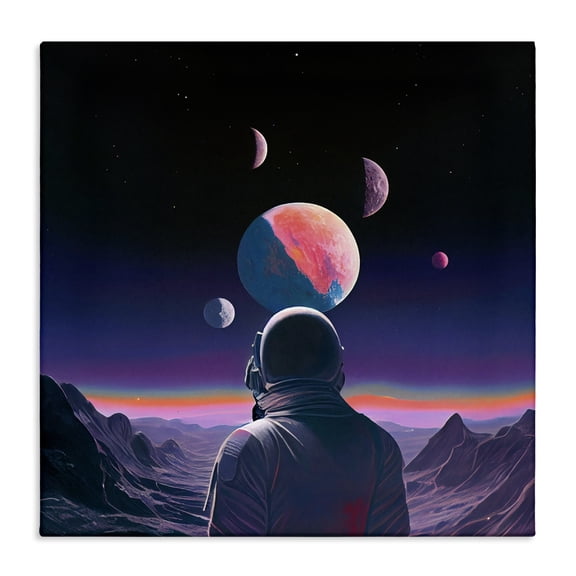 Astronaut & Purple Toned Terrain Canvas Wall Art, design by Sasha