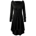 thumbnail image 2 of hirigin Women Halloween Costume Solid Color High Low Long Sleeve Hooded Dress for Party Role-playing Cosplay, 2 of 7