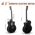 thumbnail image 2 of Tcbosik 41in Beginner Acoustic Electric Guitar Starter Set with 15W Amp, Gig Bag, Strap, Tuner, Capo, Picks, Wrench Tool and Connecting Line for Adults, Black, 2 of 6