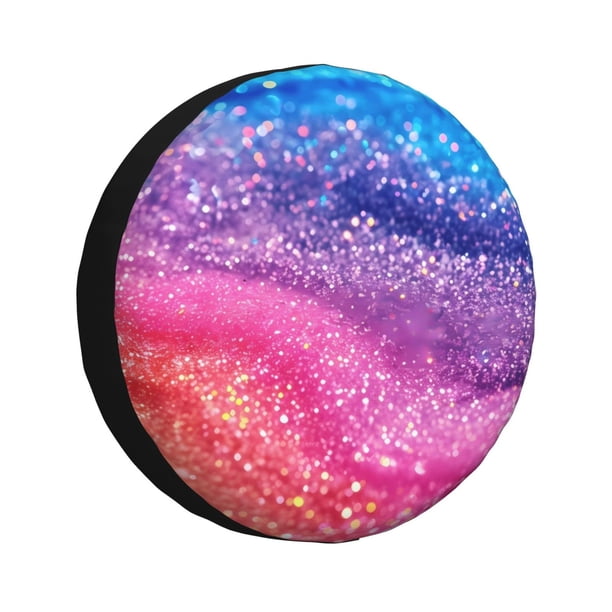 Fotbe Rainbow Glitter Cute Funda de Llanta de Repuesto con Estampado, Engrosada, Ajuste Universal para Jeep, Remolque, RV, SUV, Camión-16 inch