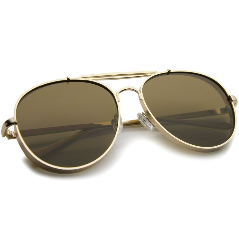 Modern Fashion Flat Lens Full Metal Side Cover Frame Double Bridged Aviator Sunglasses Walmart