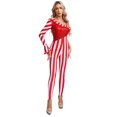 thumbnail image 2 of LiiYii Womens Christmas Candy Cane Striped Jumpsuit One Shoulder Sequin Unitard Performance Costume Red 3XL, 2 of 7