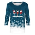 thumbnail image 4 of Puntoco Blusa de manga 3/4 con cuello redondo y estampado navideño para mujer, 4 of 5
