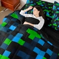 thumbnail image 4 of Homewish Boys Girls Pixelated Miners Twin Bedding Sets 7-Piece,Geometric Plaid Bedding Comforter Set Microfiber,Building Blocks Breathable Sheet Sets,Luxury Bedroom Decor,Reversible, 4 of 8