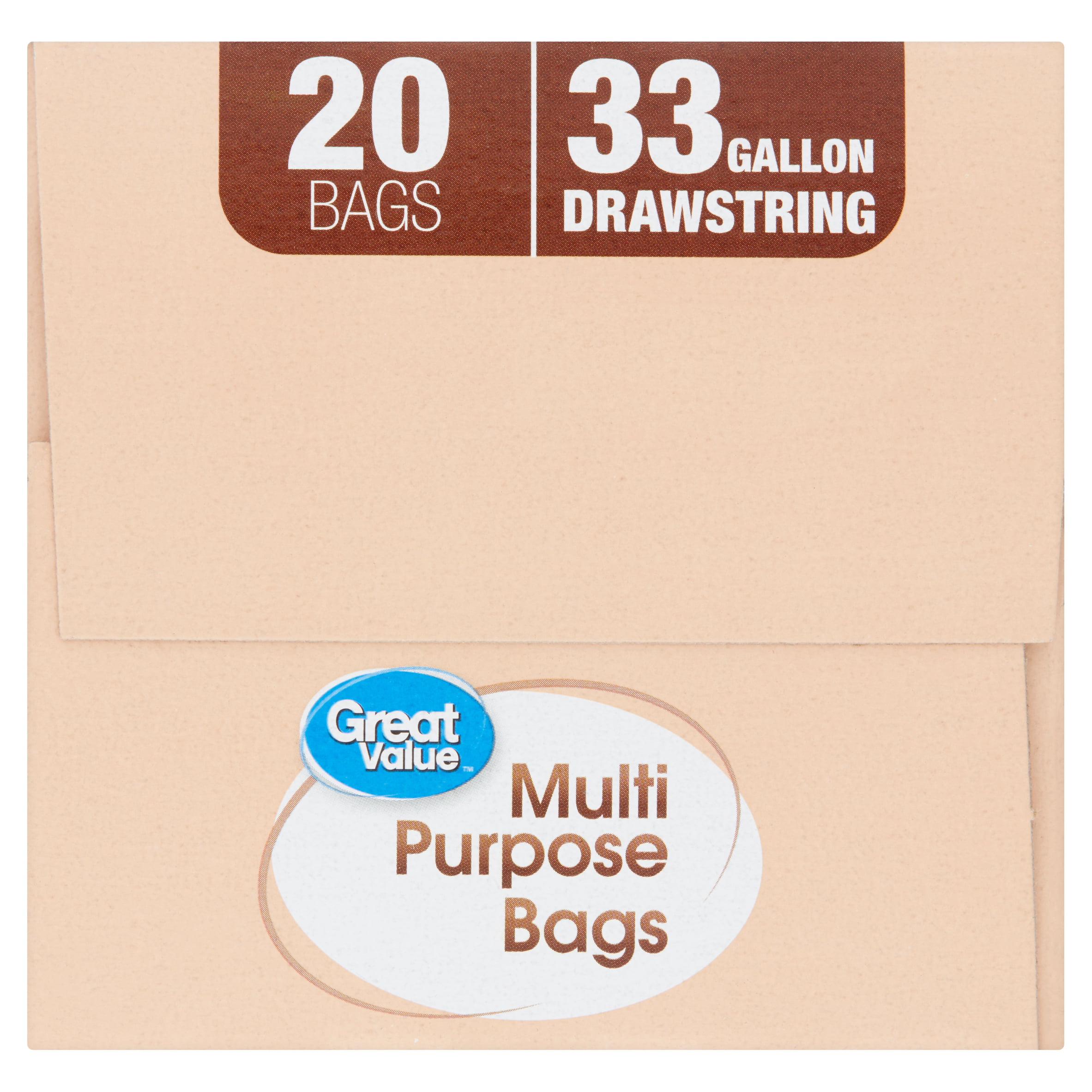 Great Value Strong Flex Multi-Purpose Drawstring Bags, 33 Gallon, 20 Count  - DroneUp Delivery