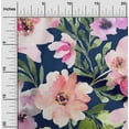 thumbnail image 1 of oneOone Cotton Poplin Fabric Watercolor Leaves & Peony Floral_Printed Fabric 1 Yard 56 Inch Wide, 1 of 4