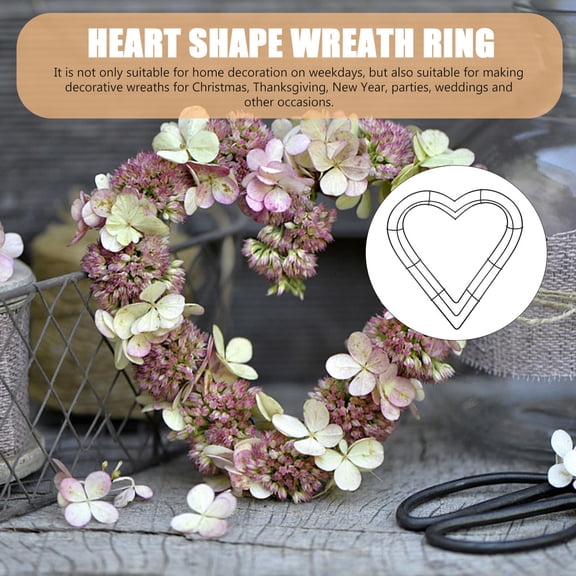 GETAJGHSD 2Pcs Black Metal Wire Heart Shaped Wreath Frames for Craft and Home Decor