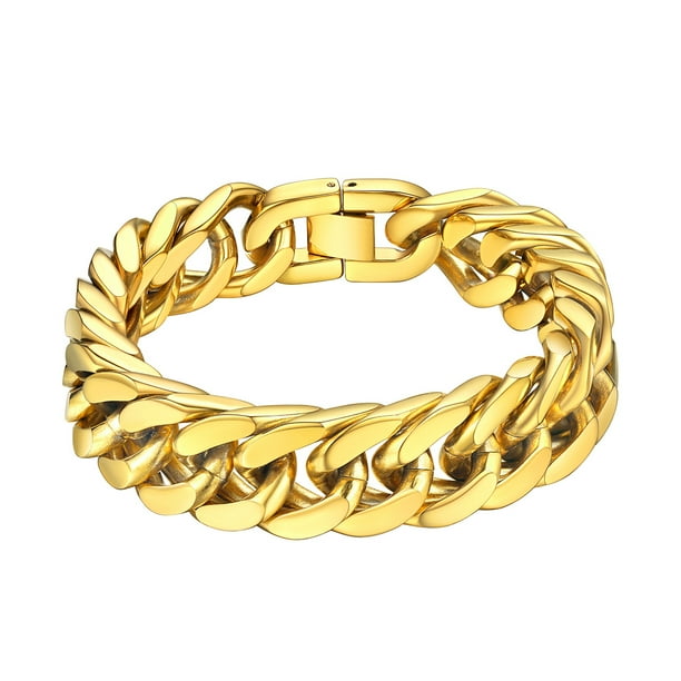 Pulsera de cadena cubana PROSTEEL de oro para hombre de acero inoxidable 8 mm 23 cm