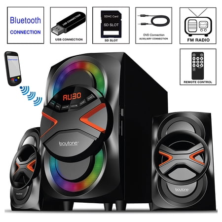 Boytone BT-626F, 2.1 Bluetooth Powerful Home Audio Speaker System, with FM Radio, SD