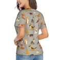 thumbnail image 4 of Zufioo Cute Dog Print Women's Classic V-neck T-shirt, V-neck Short-sleeved Tops Home Wear, Suitable for Daily Life, Work, Outdoors-3X-Large, 4 of 8