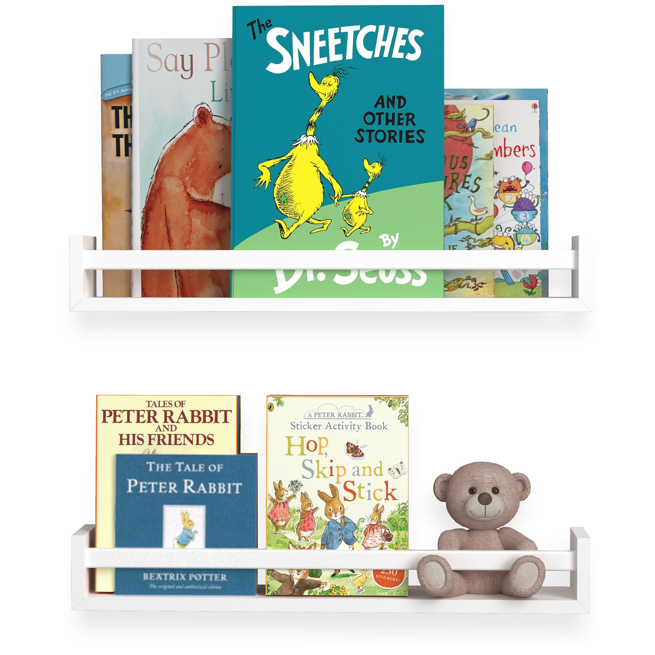 Wallniture Utah 24" White Nursery Wall Bookcases Floating Shelves for