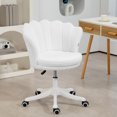 thumbnail image 2 of HOMCOM Mid Back Berber Fleece Office Chair w/ Swivel Wheels, White, 2 of 10