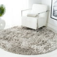 thumbnail image 2 of SAFAVIEH Ocean Amyas Solid Shag Area Rug, Light Grey, 4' x 4' Round, 2 of 10