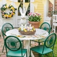 thumbnail image 4 of Round Fitted Tablecloth,Spring Easter Rabbit Circle Table Cover Waterproof Table Cloth with Elastic Edge,Watercolor Flowers Bunny Outdoor Tablecloths for Kitchen Picnic 55-60in, 4 of 9