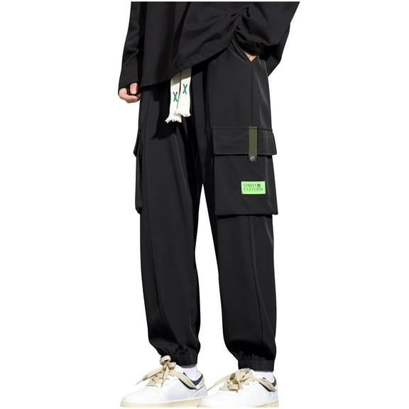 Mens Dress Pants Casual Daily Outdoor Beach Lightweight Breathable Pants Pantalones Para Hombre Black L