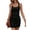 Black, variant on Women's Waffle Knit Square Neck Mini Tank Dress with Drawstring and Stretch Soft Jersey Wear 95% polyester 5% spandex