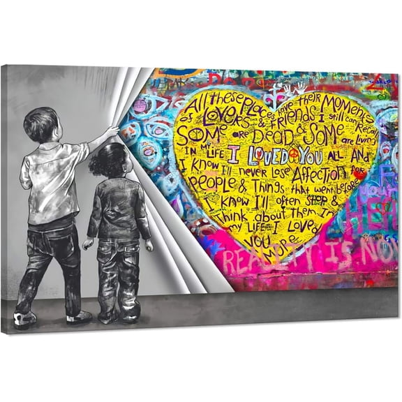 AatoeaX Banksy Wall Art for Living Room Canvas Wall Art Colorful Graffiti Artwork I Loved You Posters Prints Modern Home Office Decor Ready to Hang 8 x 10 in