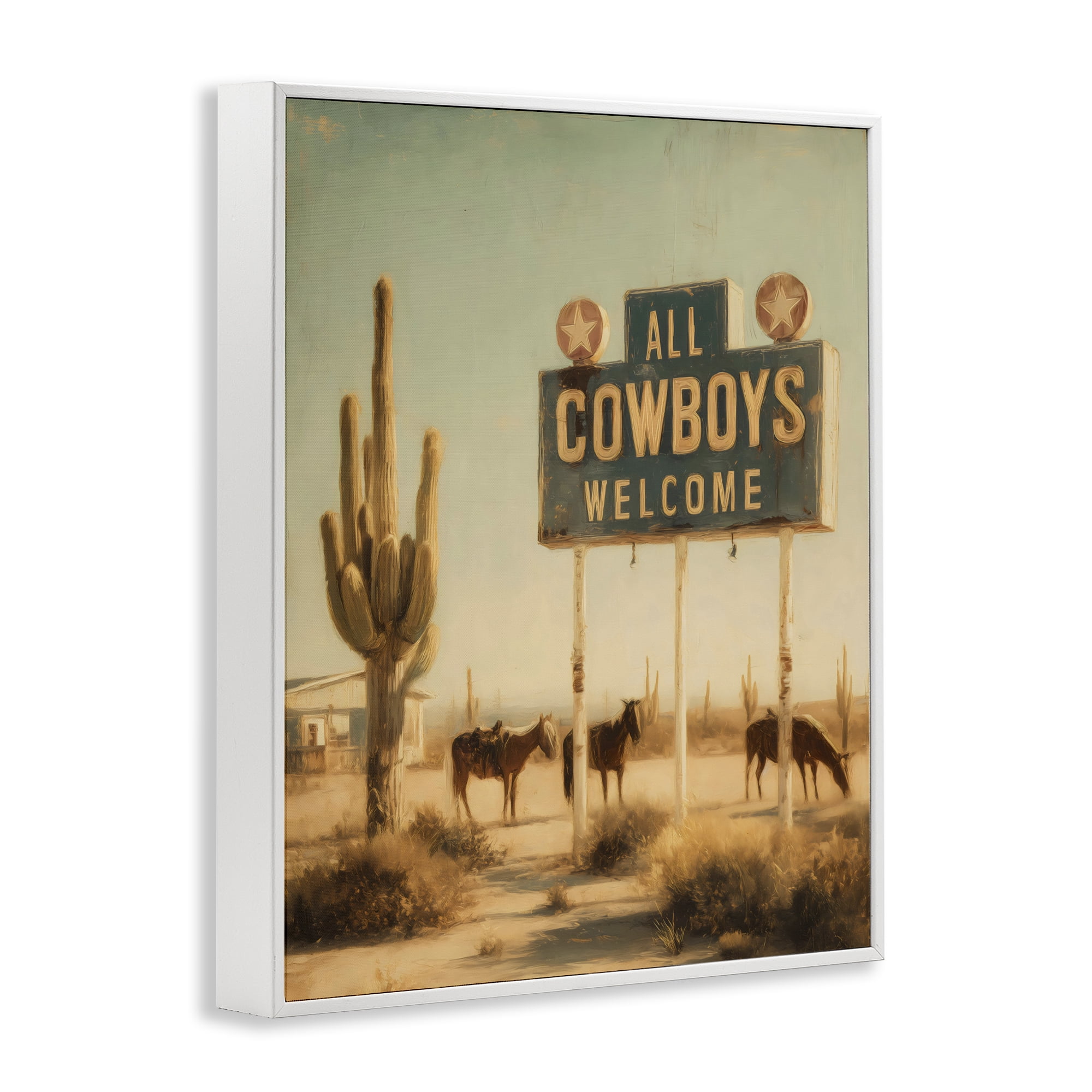 Stupell Industries All Cowboys Welcome Desert White Framed Giclee Art, design by Arlington Prints