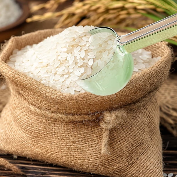 Cuchara de arroz multifuncional | Cuchara dosificadora de harina de cereales con clip de sellado | Utensilio de plástico para servir y almacenar granos | Se adapta al arroz, la quinua, los cinco