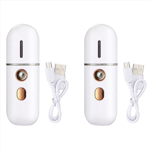 2X Vaporizador Facial Portátil, Humidificador Facial Mini USB, Rociador Facial Nano, Máquina de Rociado de Niebla de Vapor Facial Práctico