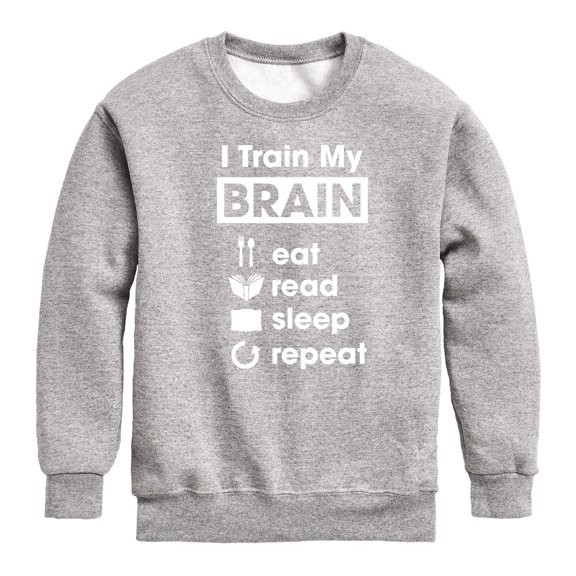 Instant Message - I Train My Brain - Toddler & Youth Crewneck Fleece Sweatshirt