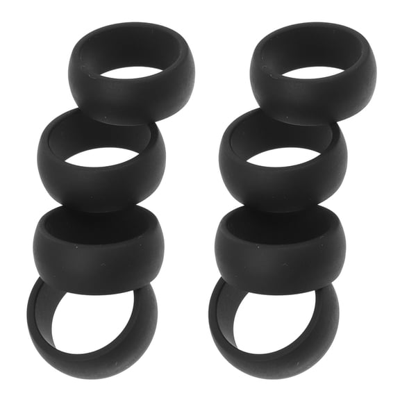 LOLIPPYY 8Pcs Black Fitness Silicone Ring Men's Sports Finger Ring Comfortable Smooth Band