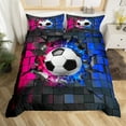 thumbnail image 2 of Erosebridal American Soccer Comforter Cover Twin,Ball Gamer Bedding Twin Size,Plaid Buffalo Duvet Cover Twin,Super Cozy Teens Bedroom Decor,Reversible,3pcs(No Comforter), 2 of 7