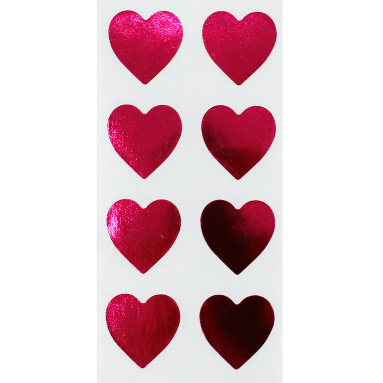 Metallic Rose Heart Stickers | 0.5 Inch Wide | 1,000 Pack
