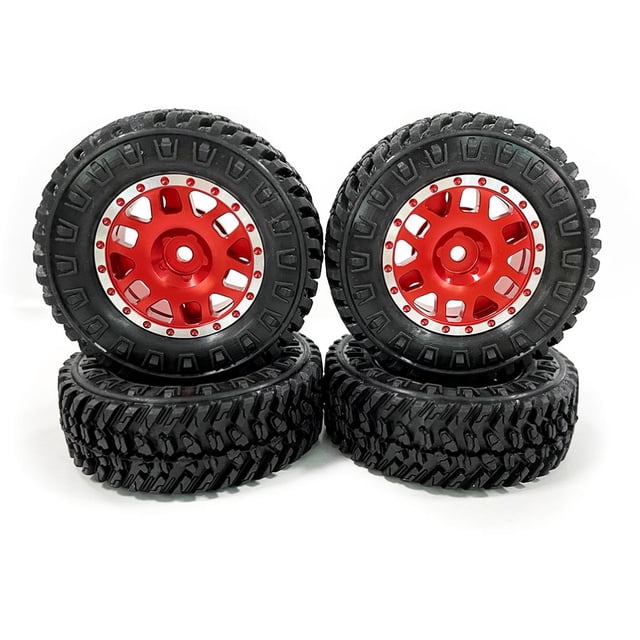 Llantas de Plástico Bewildely para Coche Teledirigido Axial SCX24 Crawler RC 1/24 Rojo
