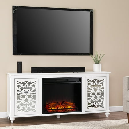 

SEI Furniture Mazziel Transitional Freestanding Electric Fireplace in White Finish