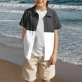 thumbnail image 2 of CYRBOKOToddler Boys Button Down Shirts, Holiday Casual Short Sleeve Comfy Summer Tops Black Size 10-12 T, 2 of 7