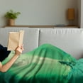 thumbnail image 3 of Aurora Borealis Soft Flannel Fleece Throw Blanket, Poles Sky Display over Icy Snowy Pine Trees Wanderlust Iceland Panorama, Cozy Plush for Indoor and Outdoor Use, 50" x 60", Fern Green, by Ambesonne, 3 of 5