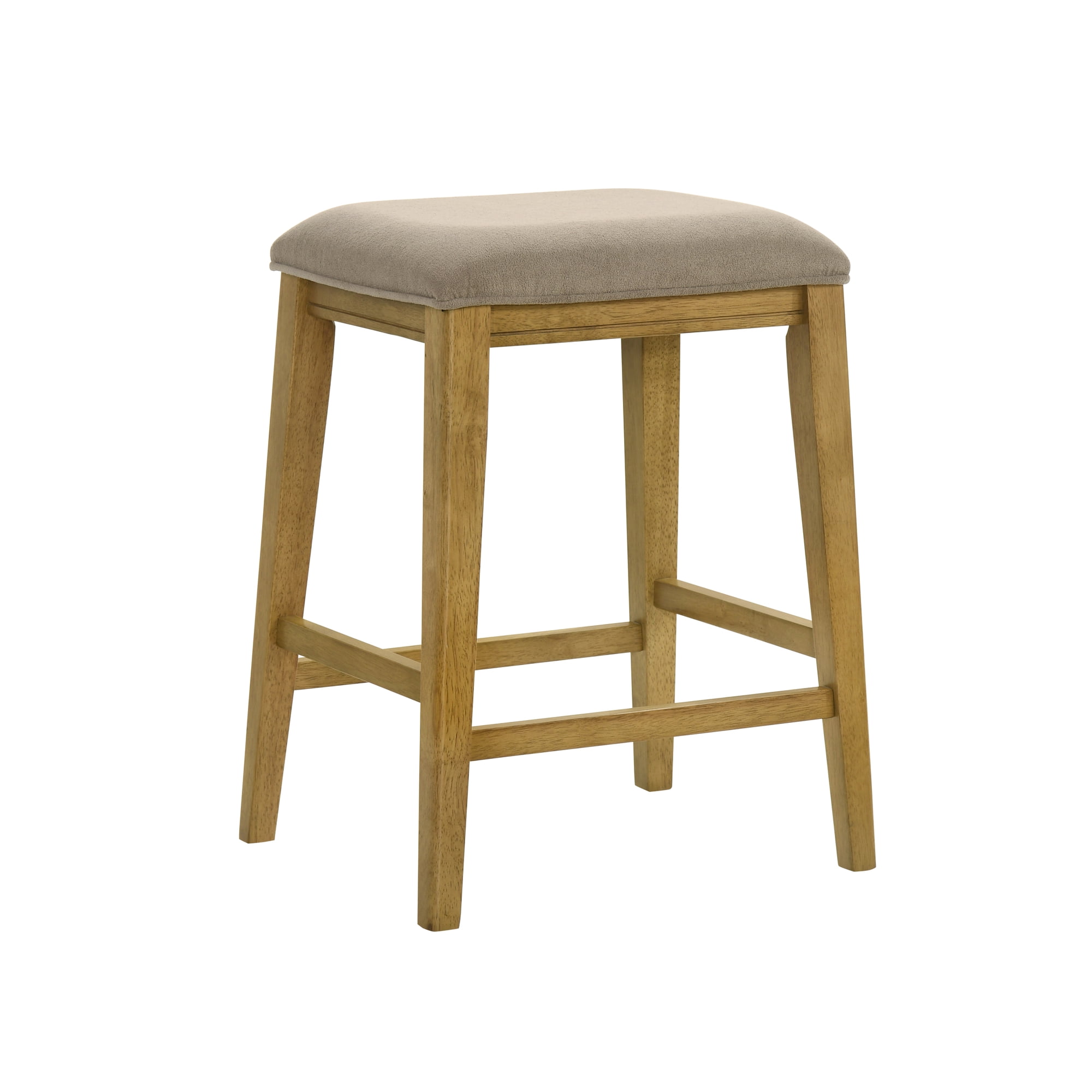 Jane Contemporary Transitional Wood Counter Height Kitchen Bar Stool in Amber Glow Finish with Taupe Fabric Upholstered Seat