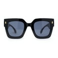 thumbnail image 2 of Womens Trendy Pop Color Hipster Boyfriend Thick Horn Rim Sunglasses Shiny Black - Black, 2 of 4