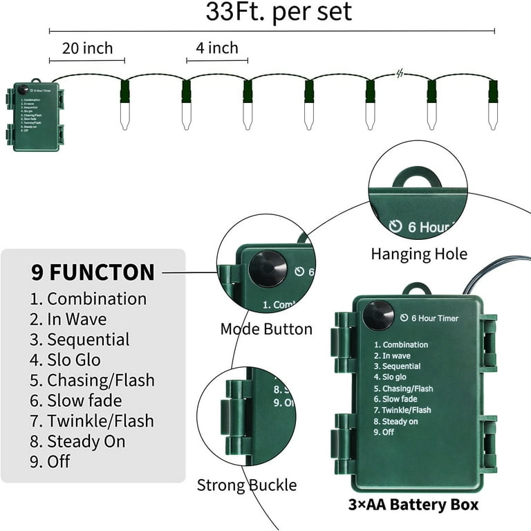 Tcamp 33ft 100LED Christmas Lights Outdoor Indoor, Battery Operated  Christmas Tree Lights with Remot…See more Tcamp 33ft 100LED Christmas  Lights