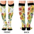 thumbnail image 2 of FREEAMG High Elasticity Compression Socks, High Knee Socks Adult Universal Leisure Relieve Fatigue,Sunflower Cornflower Poppy Pattern Travel Daily with Running (1 Pair), 2 of 7