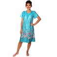 thumbnail image 2 of Women's Floral Printed Short-Sleeve Lounger Nightgown Sleepwear, Large Steel Blue, 2 of 5