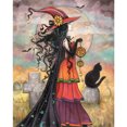 thumbnail image 1 of 30x40cm 5D DIY Taladro Redondo Completo Diamante Pintura Halloween Bruja Gato Negro Decoración FLhrweasw Nuevo, 1 of 9