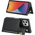 thumbnail image 4 of Crossbody Wallet Case for iPhone 13 Pro with Card Slot Holder,iPhone 13 Pro Magnetic Flip Folio Purse Case, PU Leather Zipper Handbag with Detachable Lanyard Strap 6.1 Inch (Black), 4 of 14